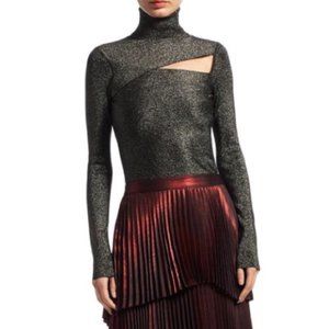 A.L.C. Metallic Knit Turtleneck Top